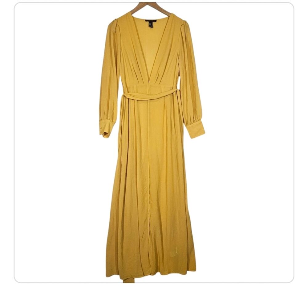 Forever 21 Mustard Yellow Maxi Dress Long Sleeve Small S Boho Mustard Gold